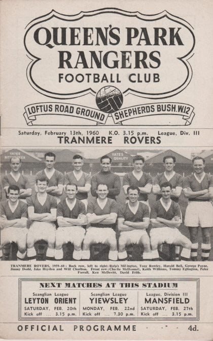 Queens Park Rangers v Tranmere Rovers 13-Feb-1960