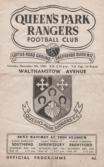 Queens Park Rangers v Walthamstow Avenue 05-Nov-1960