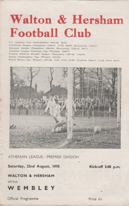 Walton & Hersham v Wembley 22-Aug-1970