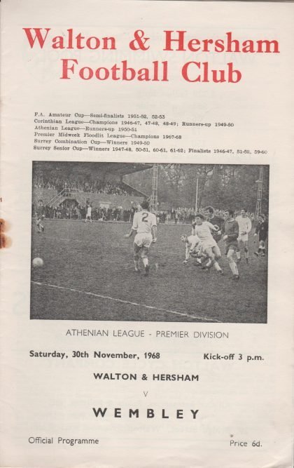 Walton & Hersham v Wembley 30-Nov-1968