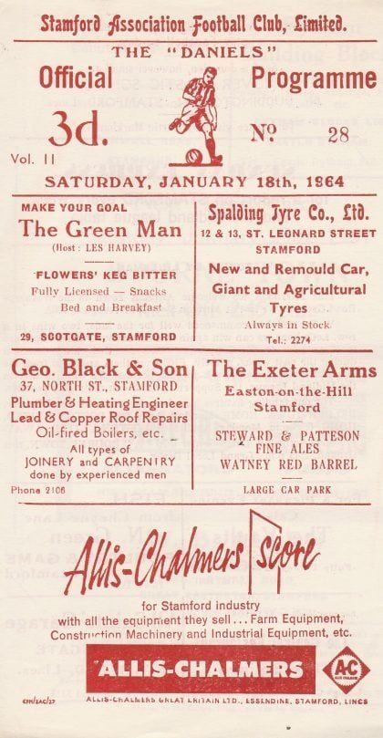 Stamford v Alfreton Town  18-Jan-1964