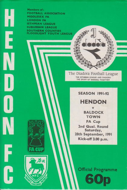 Hendon v Baldock Town 28-Sep-1991