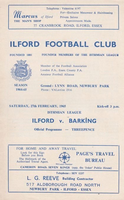 Ilford v Barking 27-Feb-1965