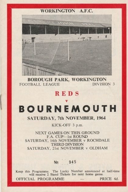 Workington v Bournemouth and Boscombe Athletic  07-Nov-1964