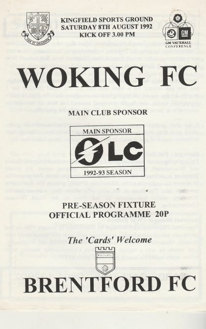 Woking v Brentford 08-Aug-1992