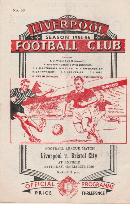 Liverpool v Bristol City 31-Mar-1956