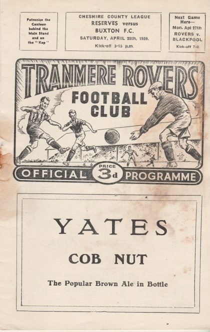 Tranmere Rovers Reserves v Buxton  25-Apr-1959
