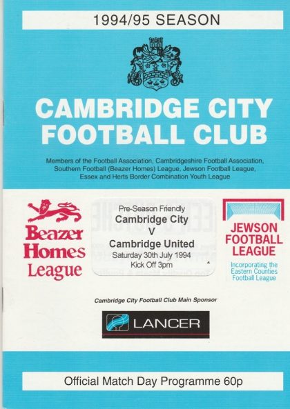 Cambridge City v Cambridge United 30-Jul-1994