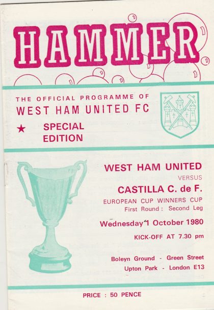 West Ham United v Castilla   01-Oct-1980