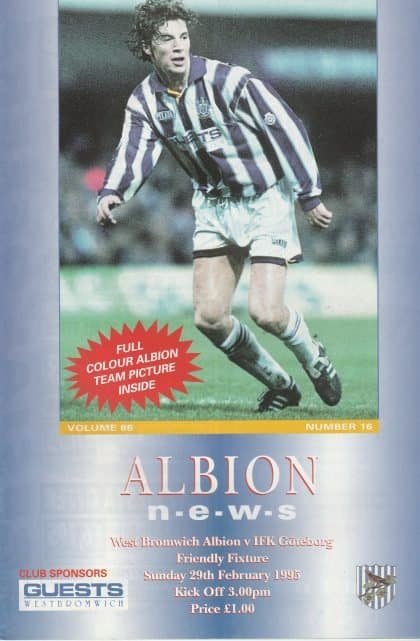 West Bromwich Albion v IFK Gothenburg   29-Feb-1995
