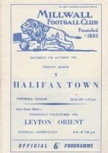 Millwall v Halifax Town 13-Oct-1962