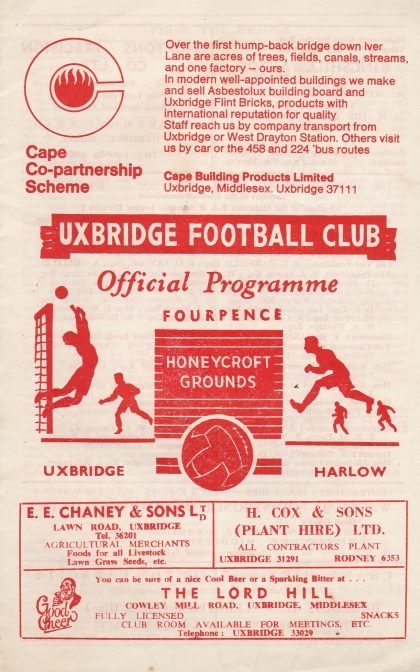 Uxbridge v Harlow Town 05-Nov-1966
