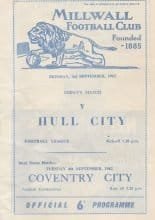 Millwall v Hull City 03-Sep-1962