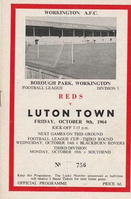 Workington v Luton Town 09-Oct-1964