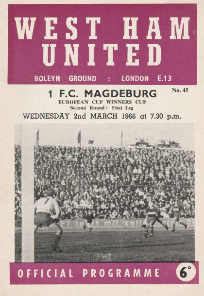 West Ham United v 1 FC Magdeburg    02-Mar-1966