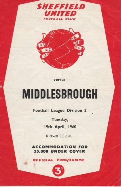 Sheffield United v Middlesbrough 19-Apr-1960