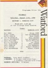 Watford v Norwich City 11-Aug-1990