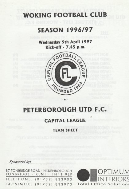 Woking Reserves v Peterborough United Reserves  09-Apr-1997