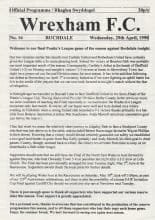 Wrexham Reserves v Rochdale Reserves  29-Apr-1998