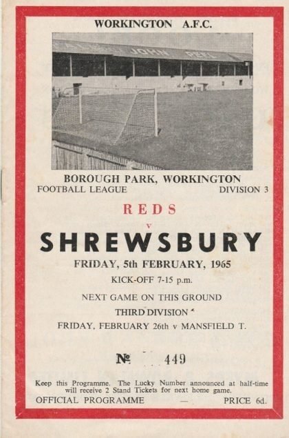Workington v Shrewsbury Town 05-Feb-1965
