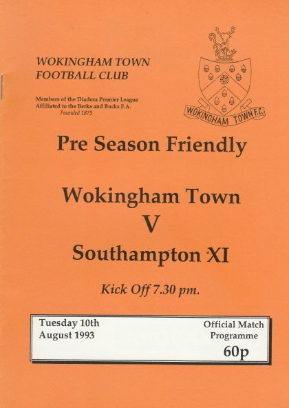 Wokingham Town v Southampton XI  10-Aug-1993