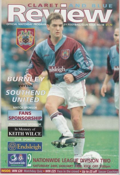 Burnley v Southend United 24-Jan-1998