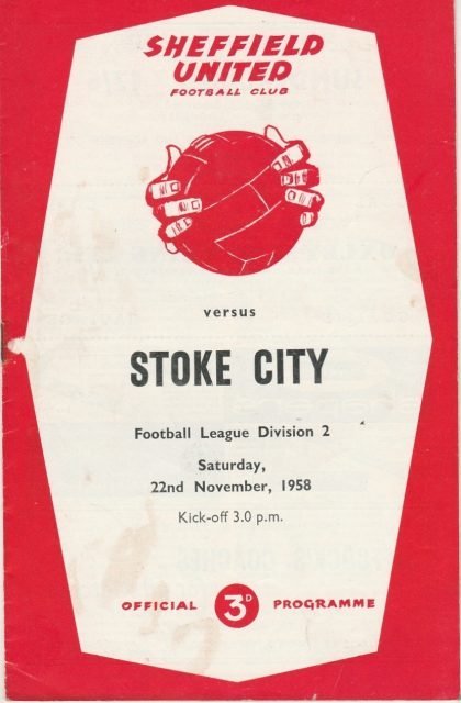 Sheffield United v Stoke City  22-Nov-1958