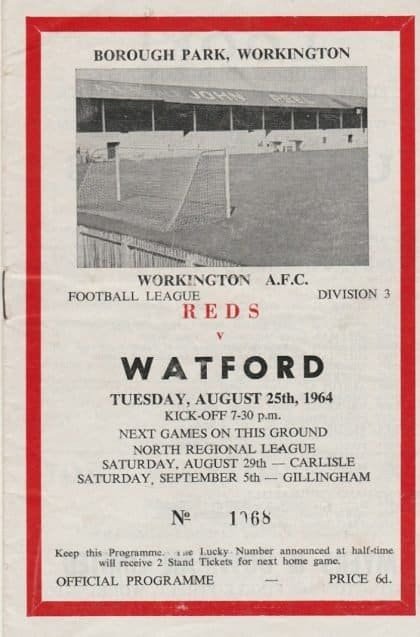 Workington v Watford  25-Aug-1964