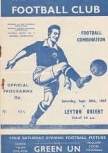 Ipswich Town Reserves v Leyton Orient Reserves 28-Sep-1957