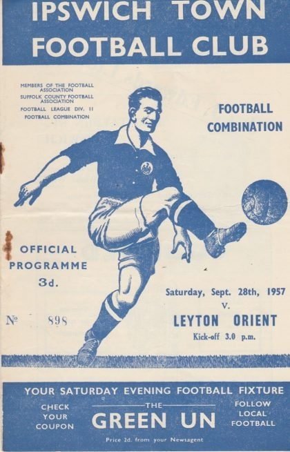 Ipswich Town Reserves v Leyton Orient Reserves 28-Sep-1957
