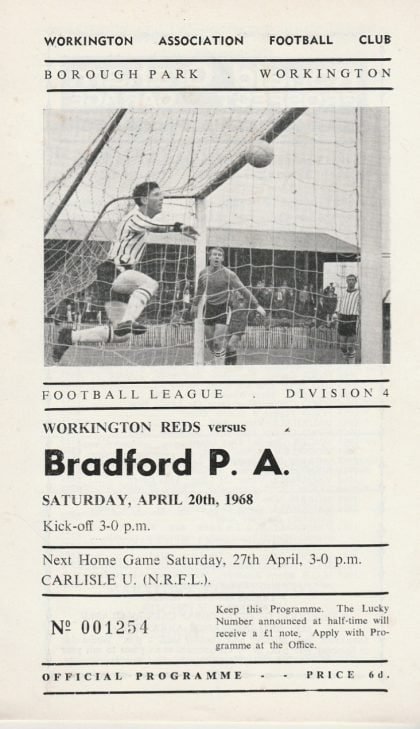 Workington v Bradford Park Avenue 20-Apr-1968
