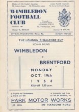 Wimbledon v Brentford 19-Oct-1964