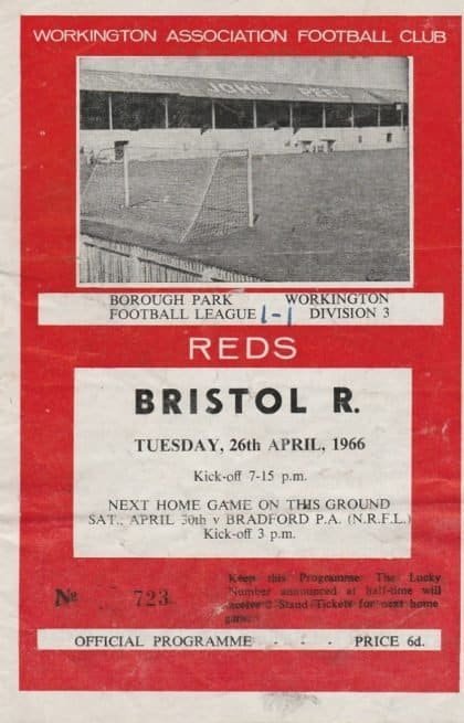 Workington v Bristol Rovers  26-Apr-1966