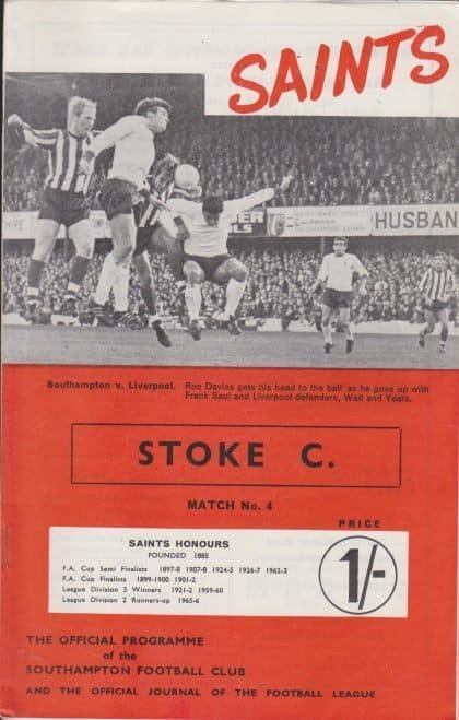 Southampton v Stoke City   28-Aug-1968