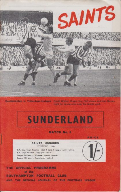 Southampton v Sunderland  25-Nov-1967
