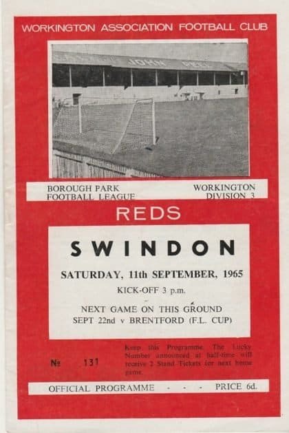 Workington v Swindon Town  11-Sep-1965