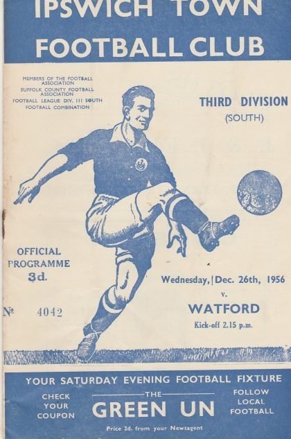 Ipswich Town v Watford  26-Dec-1956