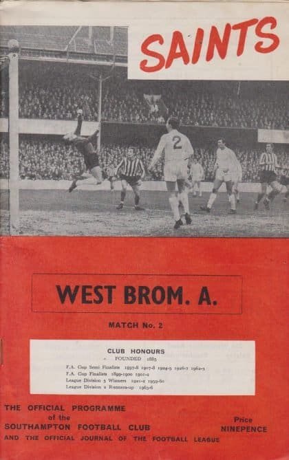 Southampton v West Bromwich Albion 26-Aug-1967