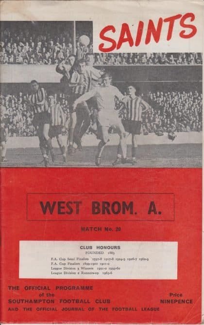 Southampton v West Bromwich Albion 29-Mar-1967