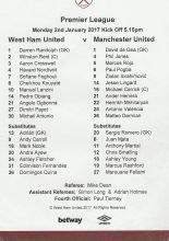 West Ham United v Manchester United 02-Jan-2017