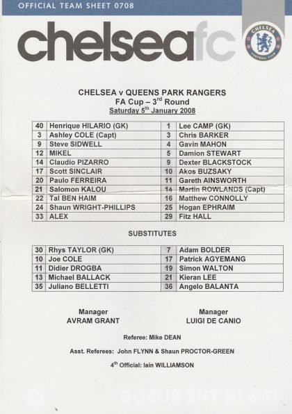 Chelsea v Queens Park Rangers 05-Jan-2008