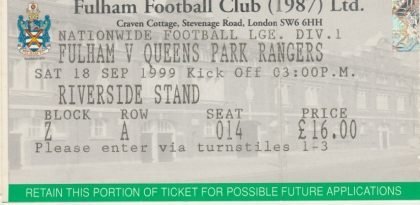 Fulham v Queens Park Rangers 18-Sep-1999