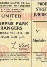 Manchester United v Queens Park Rangers 29-Jan-1977