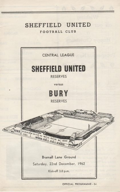 Sheffield United Reserves v Bury Reserves 22-Dec-1962