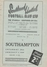 Southend United Reserves v Southampton Reserves 29-Jan-1949