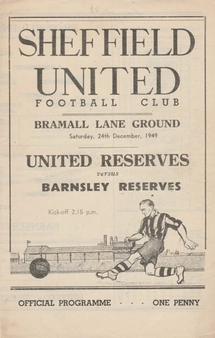 Sheffield United Reserves v Barnsley Reserves 24-Dec-1949