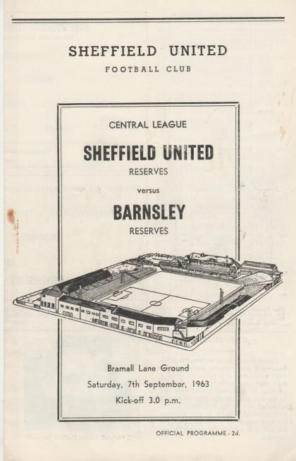Sheffield United Reserves v Barnsley Reserves 07-Sep-1963