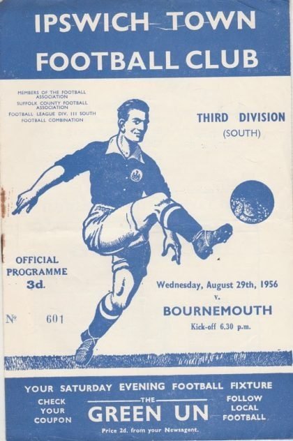 Ipswich Town v Bournemouth & Boscombe Athletic 29-Aug-1956