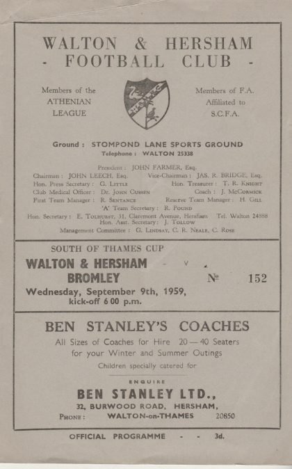 Walton & Hersham v Bromley  09-Sep-1959