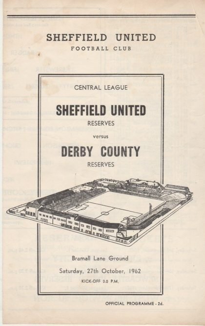 Sheffield United Reserves v Derby County Reserves 27-Oct-1962